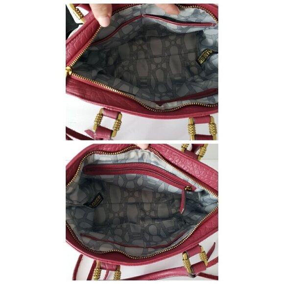 Aimee Kestenberg Pink Pebble Leather Croc Embossed Satchel & Shoulder Tote Bag - Picture 12 of 16